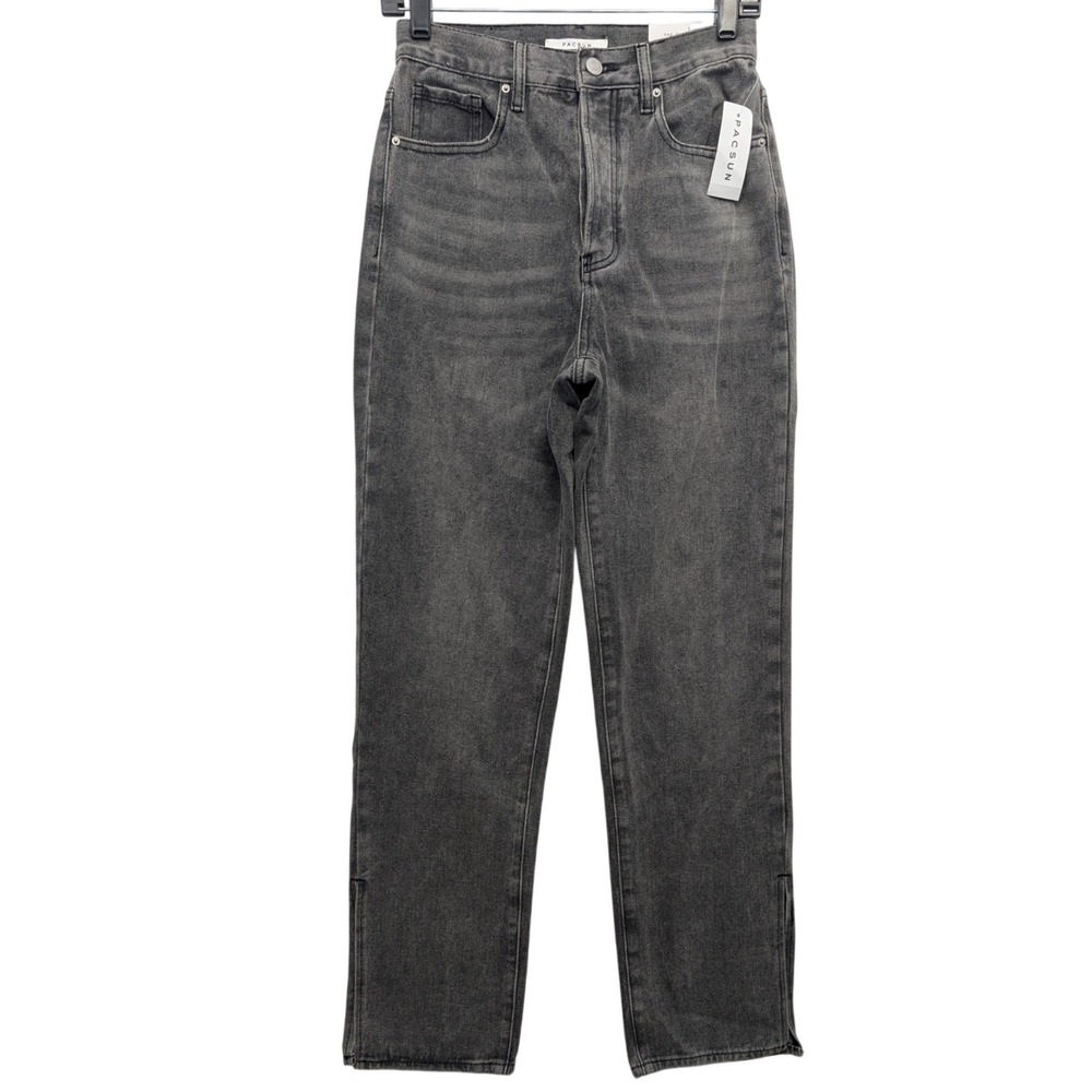 NWT PacSun Dad Jean Womens 26‎ Smoke Grey Button Fly Slit Hem